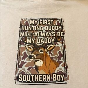 Gildan Kids Short Sleeve Tee - Cream with Deer Graphic